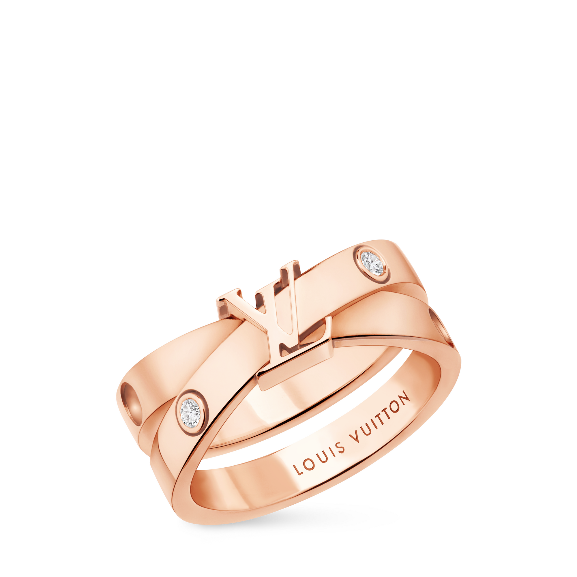 Empreinte Double Ring, Pink Gold and Diamonds - Categories | LOUIS